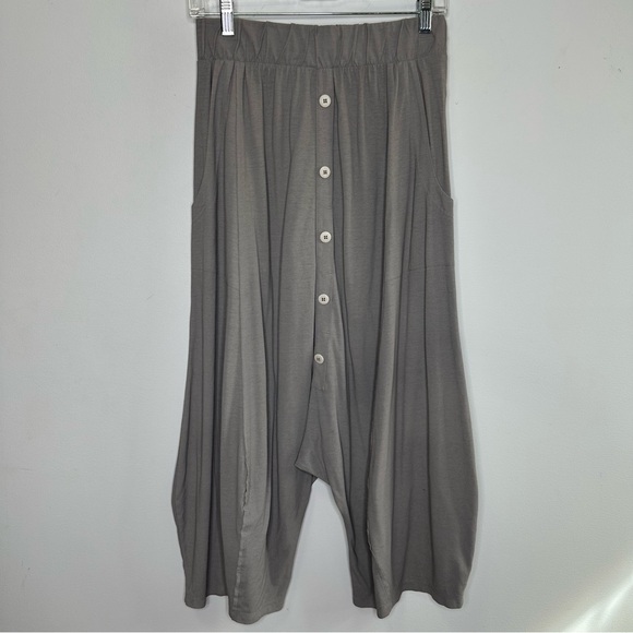Lurdes Bergada Gray 100% Cotton Drop Crotch Harem Jersey Cropped Pants Size S - Picture 1 of 10